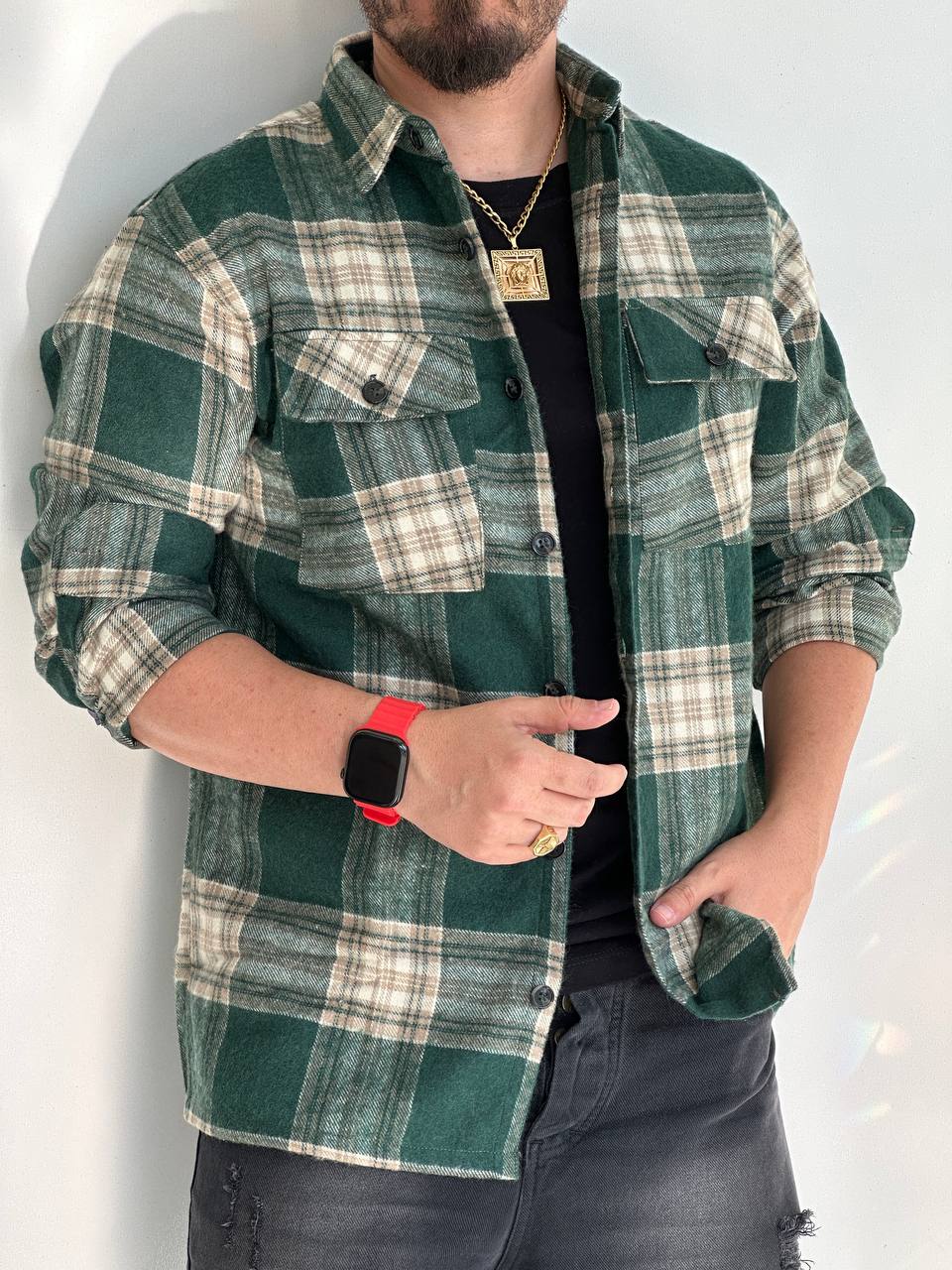 پیراهن پشمی دو جیب مردانه