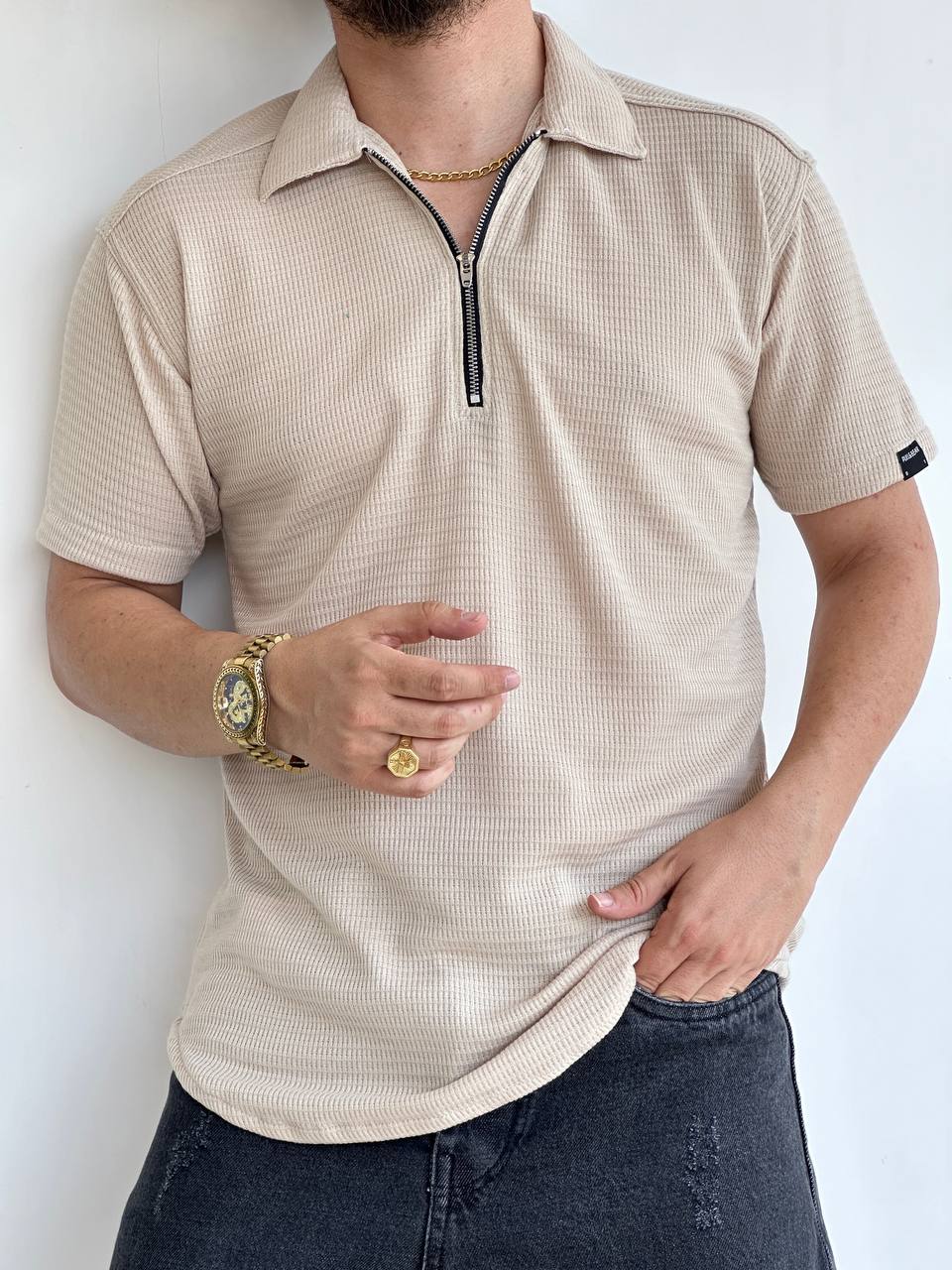 تیشرت یقه زیپ PULL&BEAR