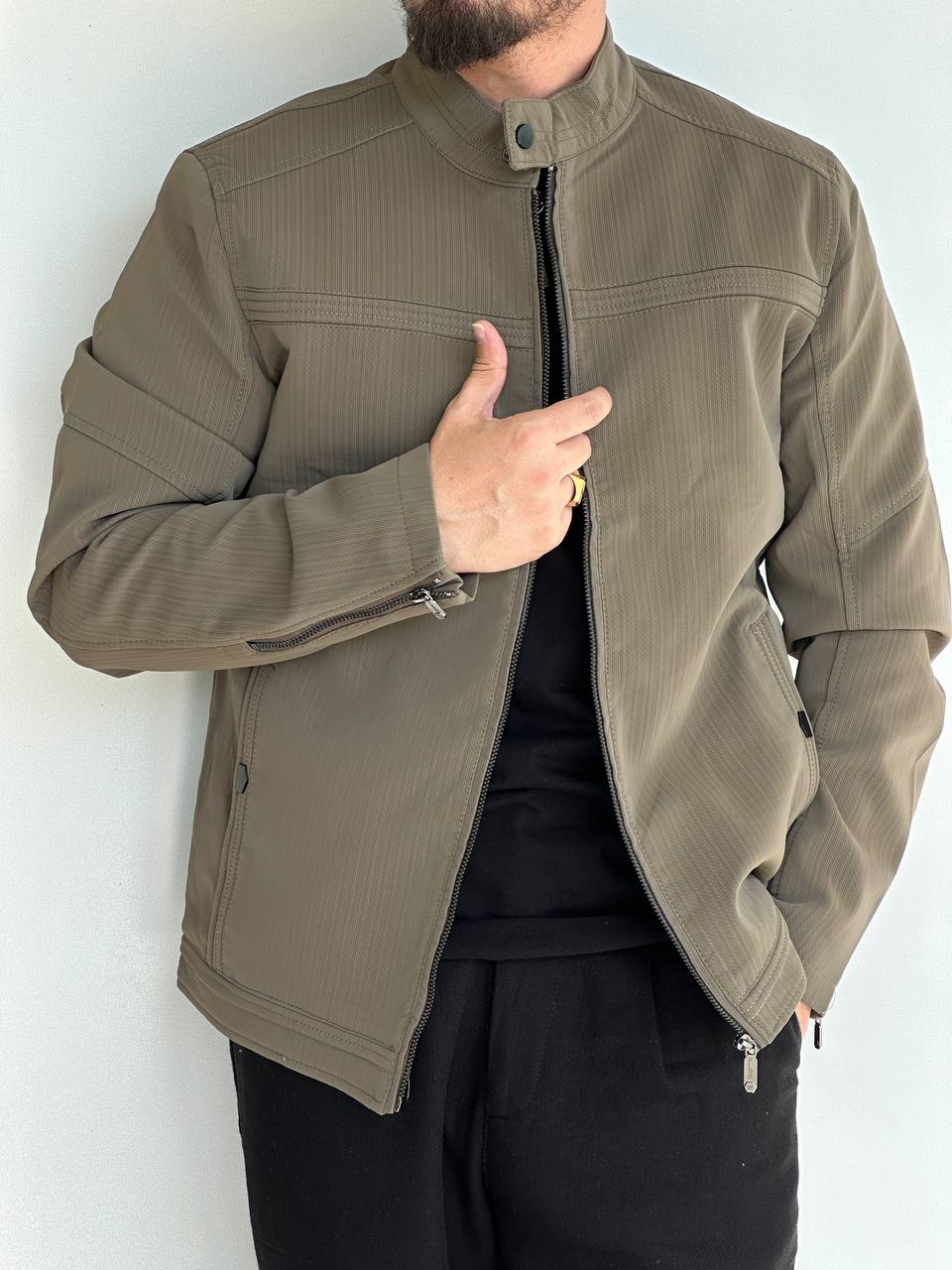 کاپشن چرم طرح دار خلبانی