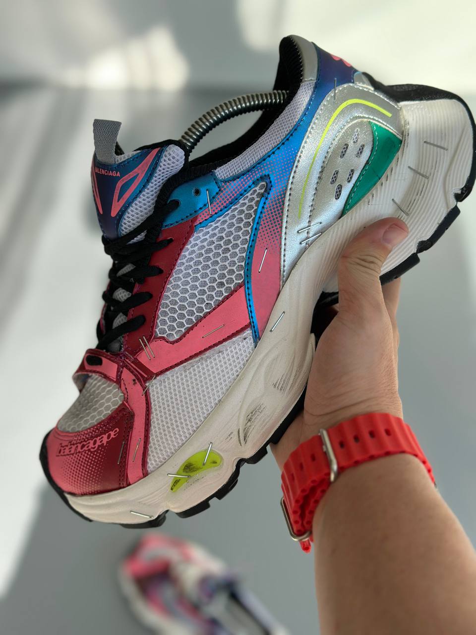 کتونی مردانه بالنسیاگا استپلر سفید صورتی