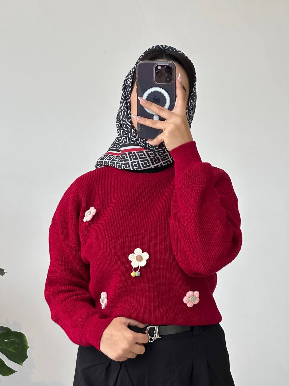 بافت دخترانه گل زرشکی